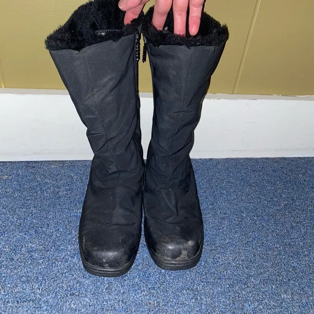 Totes women 9 snowcap weather footwear mid calf snow boots w/size zipper black
